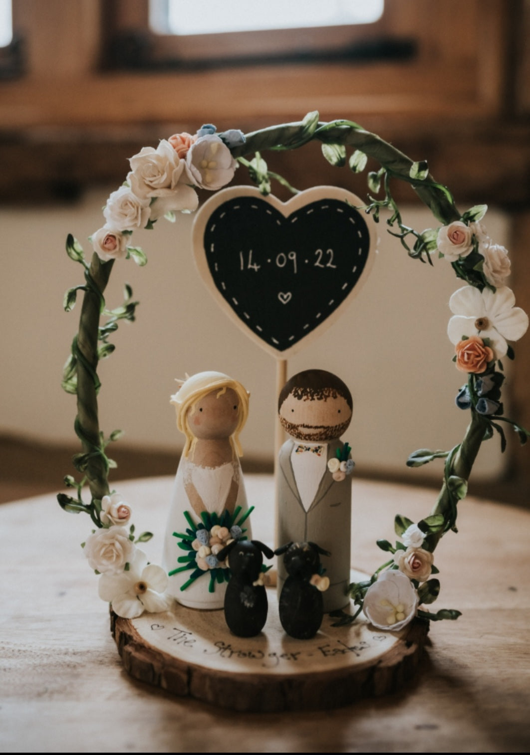 Wooden Peg Wedding Cake Toppers, Personalised