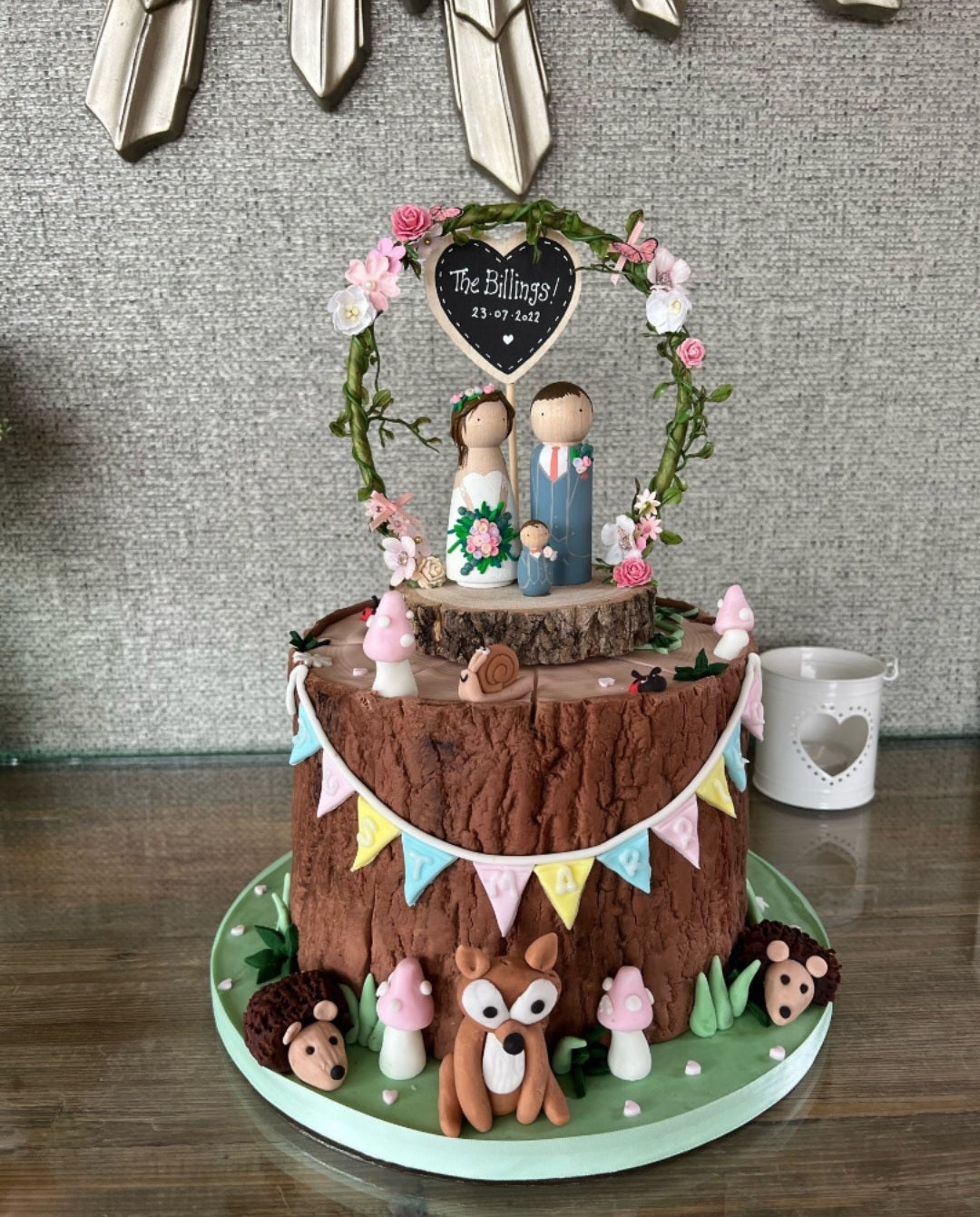 Wooden Peg Wedding Cake Toppers, Personalised